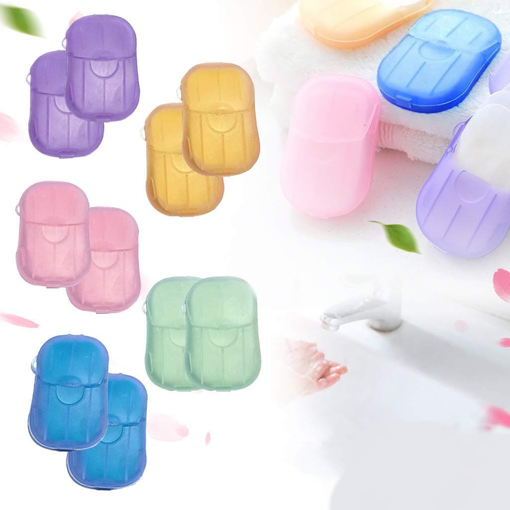 12 Pack 240 Sheets Mini Portable Travel Soap Paper Sheets, Disposable Soap Sheets Portable Hand Washing Bath Scented Paper Soap and Slide Foaming Paper Soap Bathing Soap Flakes for Outdoor,Camping Hik