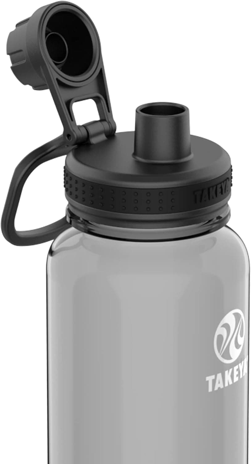 Takeya Premium Quality Tritan Sport Water Bottle with Spout Lid, BPA Free, 32 Ounce, Stormy Black