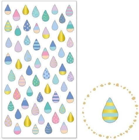 Mind Wave Cute Stickers with Raindrop Shapes with Stripes, Triangles etc., with Gold Metallic Embellishment on Some of The Stickers