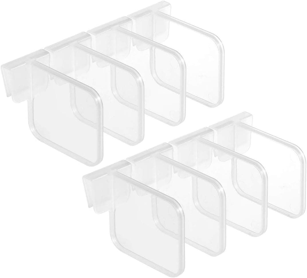 8Pcs Plastic Refrigerator Dividers Organizer Adjustable Snap-on Storage Box Refrigerator Pantry Grid Dividers Separator Tidy Organizer for Home Kitchen Office Supplies, Clear