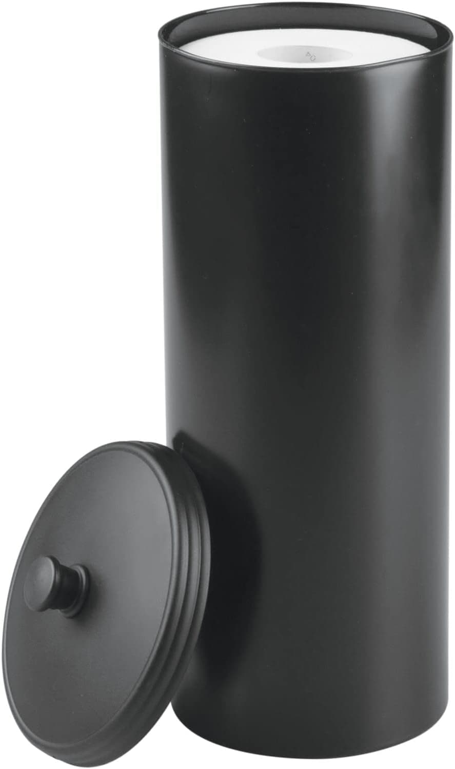 mDesign Plastic Floor Stand Toilet Paper Organizer with Cover, 3-Roll Space-Saving Tissue Storage for Bathroom, Fits Under Sink, Vanity, Shelf, in Cabinet, Corner - Hyde Collection - Black
