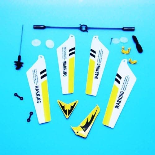 EastVita Yellow Full Set Replacement Parts, Main Blades, Main Shaft,Tail Decorations, Tail Props, Balance Bar, Gear Set,Connect Buckle for Syma S107 RC Helicopter