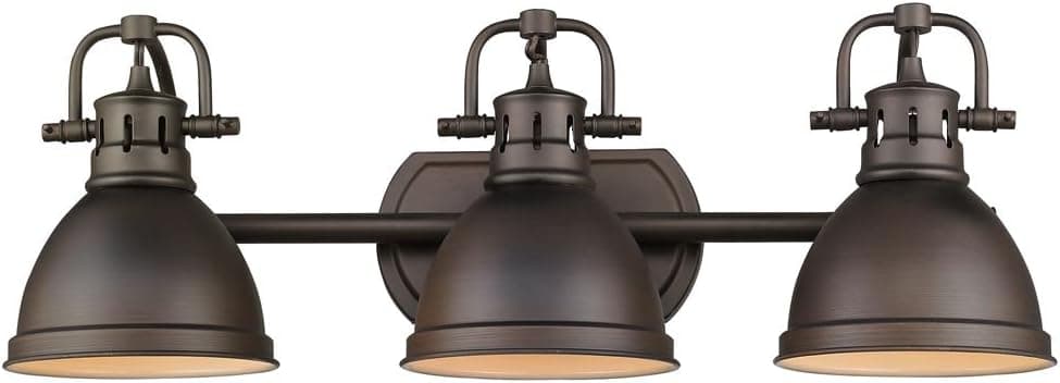 Golden Lighting 3602-BA3 RBZ Duncan Bath Vanity, Rubbed Bronze with Rubbed Bronze Shades