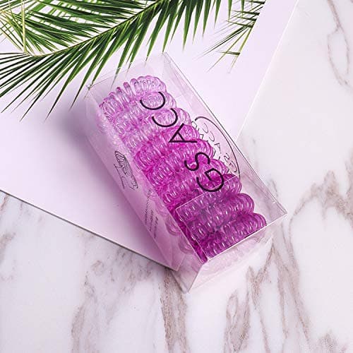 WHITEBRIDGE 9PCS Seamless Spiral Gradient Purple Colorful No Crease Coil Hair Ties Phone Cord Hair Ties Hair Coils, Soft Coil Purple Ponytail Pigtail Holders for Swimming Shower