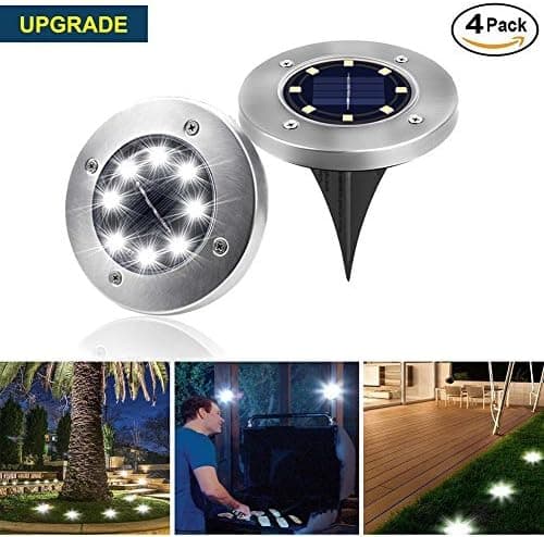 Sanming Outdoor Solar Ground Lights,8 LED Garden Pathway Outdoor In-Ground Lights Waterproof for Patio Yard Driveway Landscape Lighting Walkway Lights(4 pack)