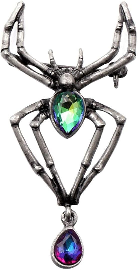 Underleaf Punk Design Cute Animal Spider Brooch Badges Crystal Glass Pin Women Clothes Sweater Jewelry Halloween Gift