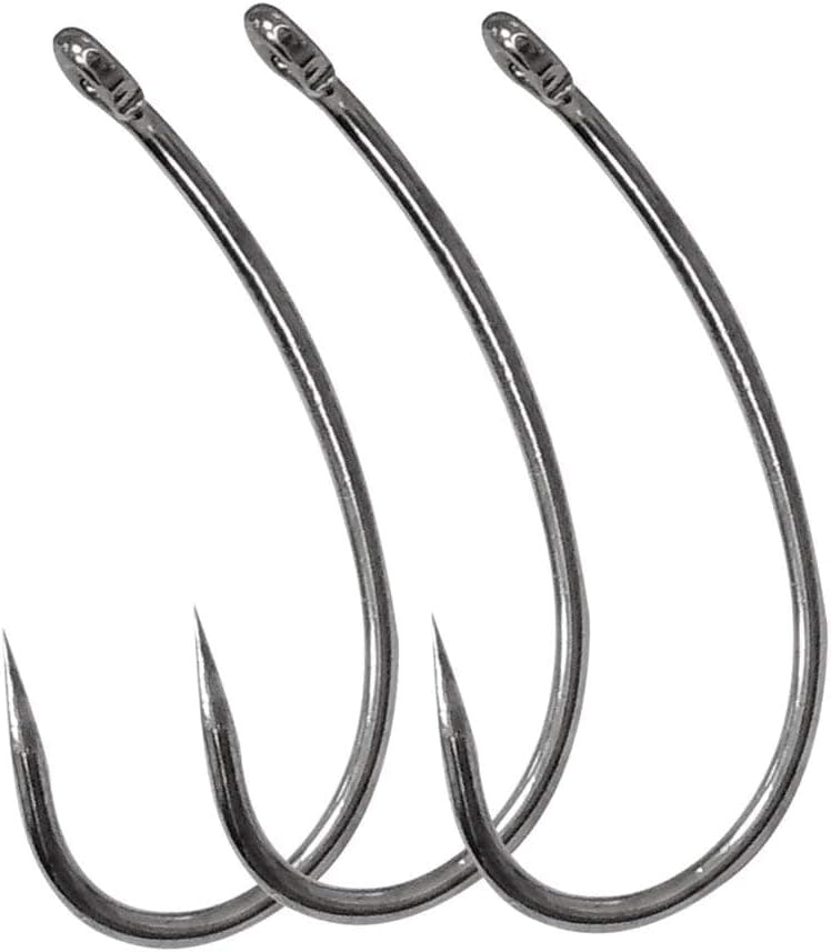 Barbless Fishing Hooks, 50/150pcs Carp Fishing Hooks Trout Hooks Circle Hooks Curve Shank Crank Fly Tying Hooks Carp Hair Fishing Bait Rigs for Freshwater Saltwater Fishing