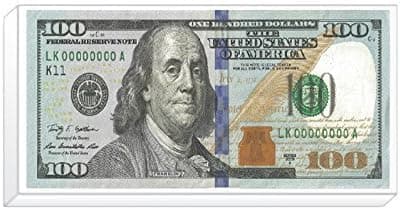 Eraser $100 Dollar Bill Ben Franklin Jumbo Pencil Eraser a Great Novelty or Collectible Souvenir, Great Back to School Oversized Gifts (One Hundred Dollar)