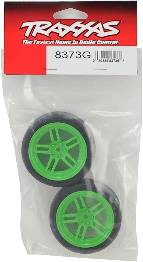 Traxxas 8373G Assembled Green Split-Spoke Wheels with 1.9" Response Tires (Front)