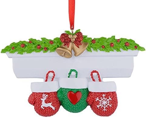 2022 Large Family Christmas Ornament - Personalized Mantel Gloves Family of 3 Ornament - Big Family Christmas Keepsake Gift - Free Customization