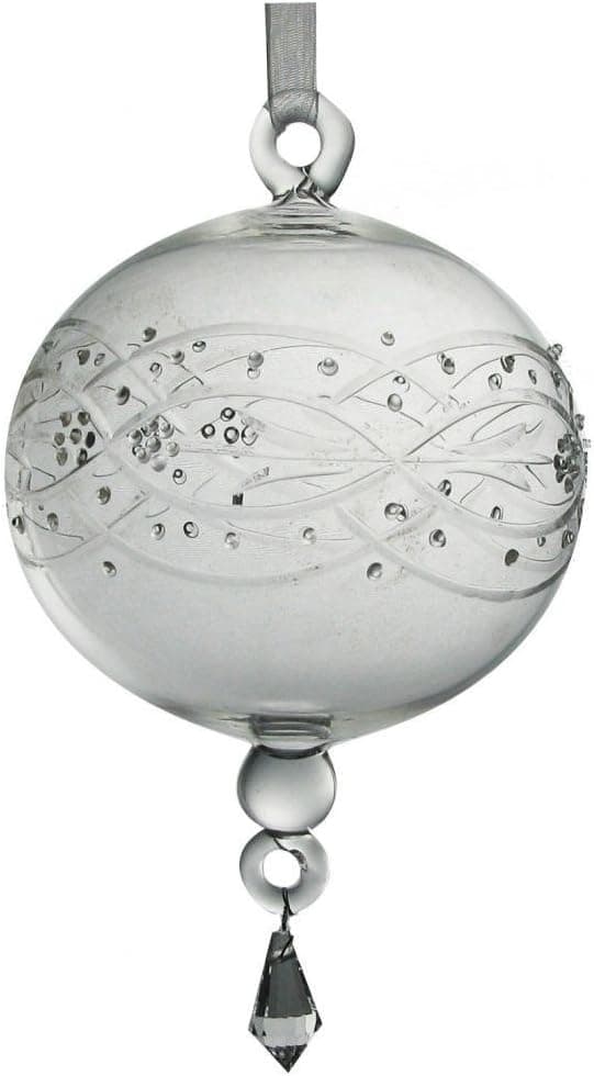 Golden Hill Studio Glass Ornament with Etching and Raised Dots (Set of 2)