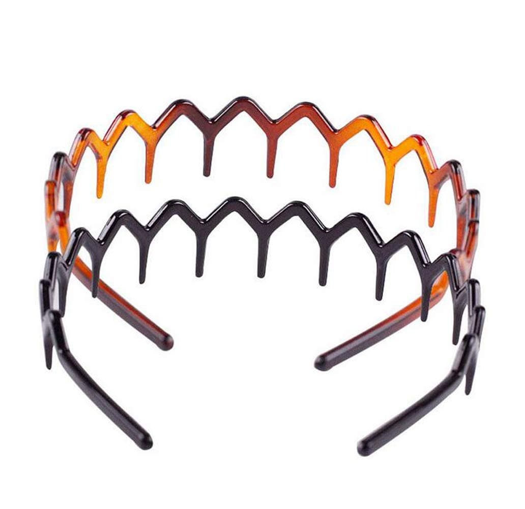 ericotry Set of 2 Plastic Sharks Tooth Hair Comb Headband Hair Hoop Headwear Hairband Hair Accessory for Womens Lady Girls (Black and Brown)
