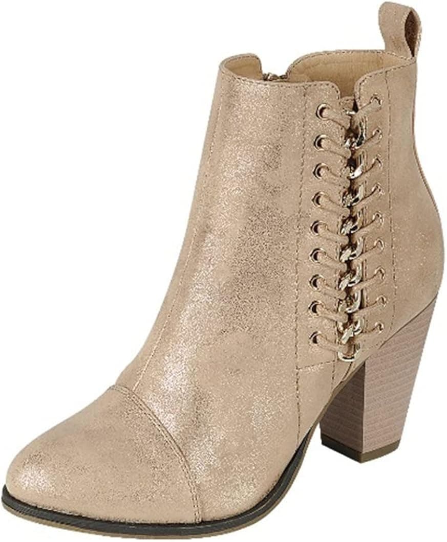 Forever Link Camilia-68 Mid Heel Side Zip Ankle Bootie
