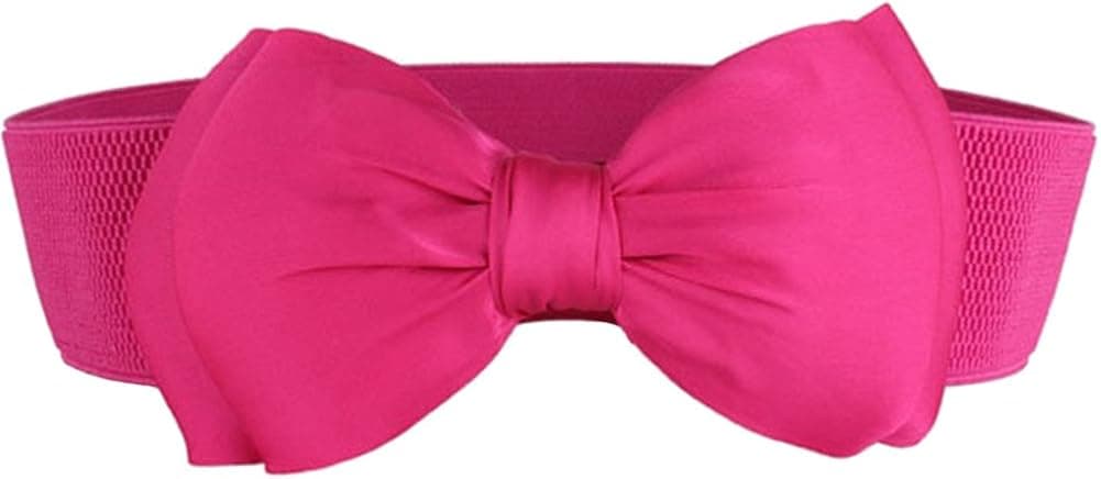 SportsWell Women's Fashionable Bowknot Wide Belt Girls Lady Stretch Cinch