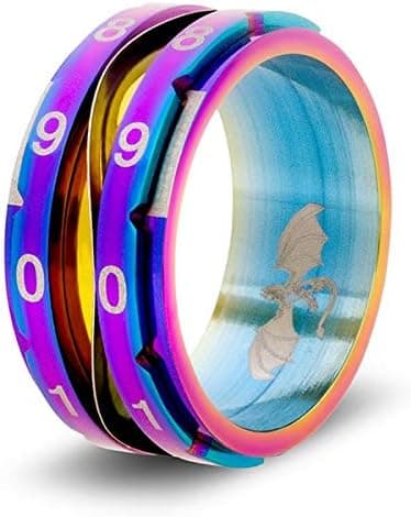 CritSuccess Clicking Life Counter Ring (Size 12 - Stainless Steel - Rainbow)