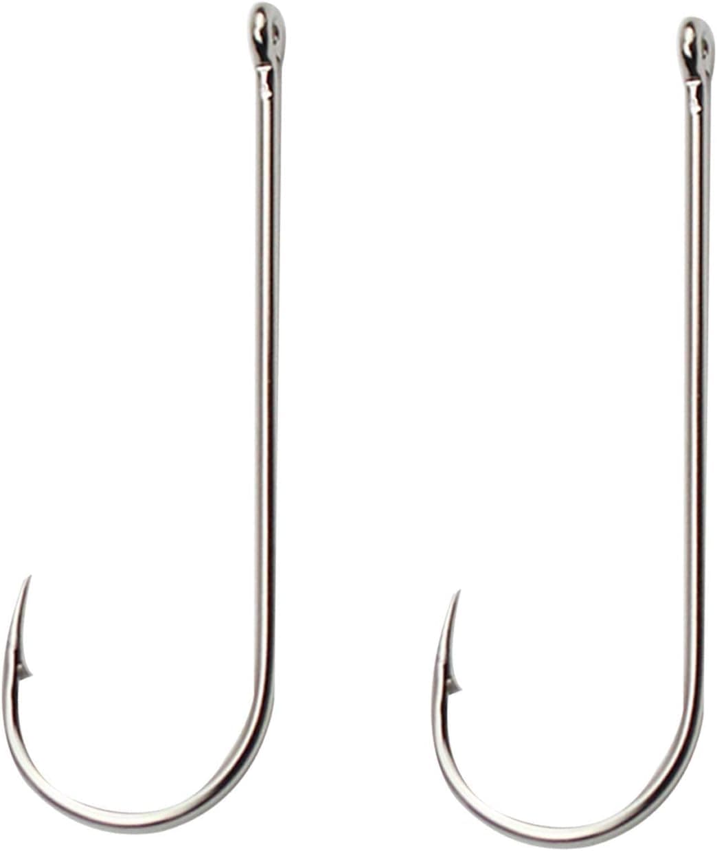 Classic Aberdeen Hook Fishing Tackle Light Aberdeen Wire Non-Offset Hook Long Shank Hook (White, 2/0-60pcs)