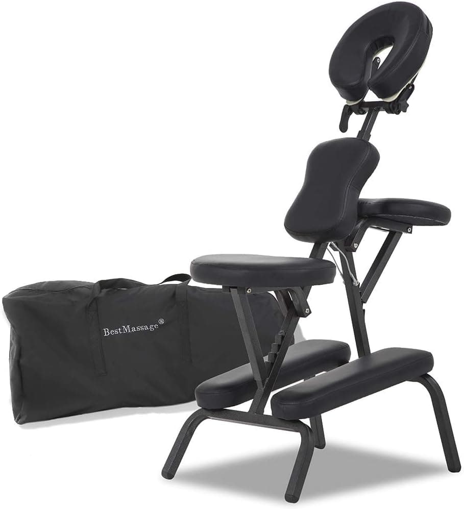 Portable Massage Chairs Tattoo Chair Therapy Chair 4 Inches Thickness Sponge Height Adjustable Folding Massage Chair Face Cradle Salon Massage Chair SPA Chair Carring Bag