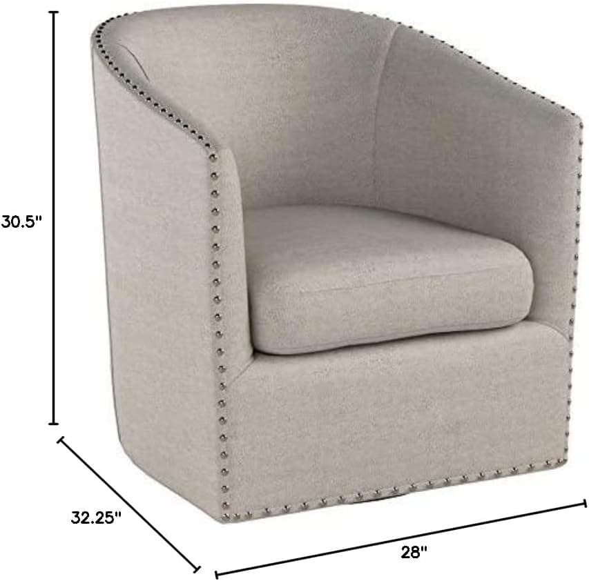 Madison Park Tyler Swivel Chair - Solid Wood, Plywood, Metal Base Accent Armchair Modern Classic Style Family Room Sofa Furniture, Natural