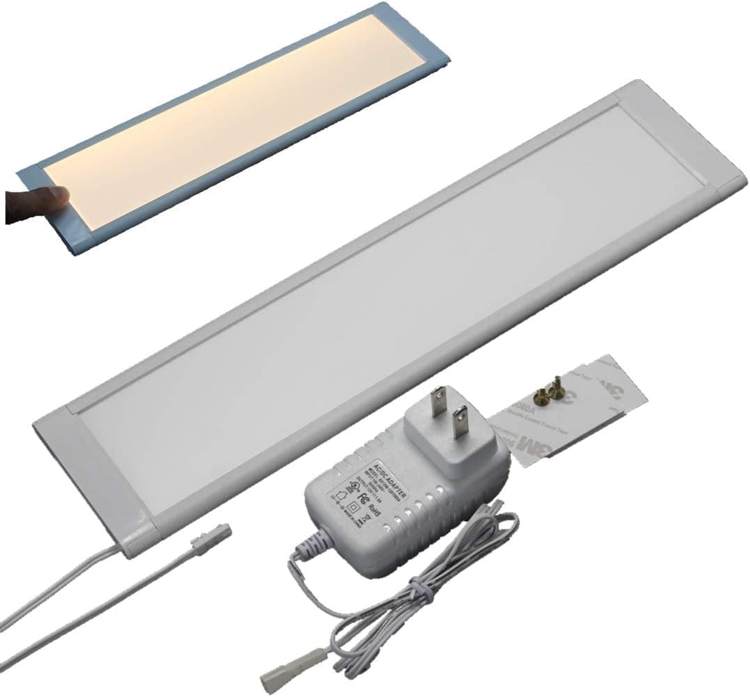 LED Under Cabinet Lighting, LED Under Counter/Shelf/Cupboard Light,Dimmable & linkable, 12 inch Long 8mm Slim, with Touch Dimming Sensor and Adapter Single Kit