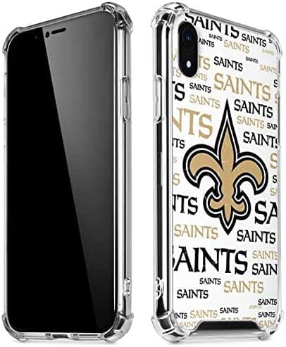 Skinit Clear Phone Case Compatible with iPhone XR - Officially Licensed NFL New Orleans Saints Gold Blast Design