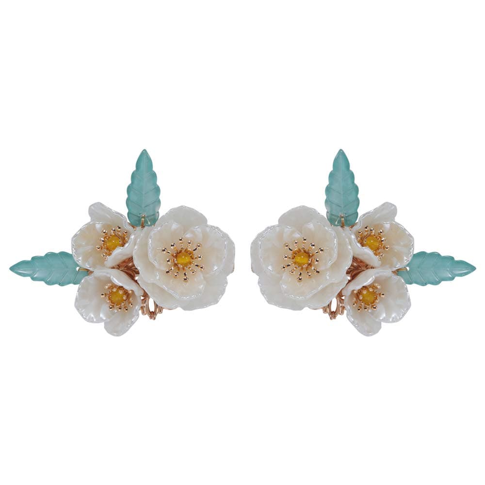 A Pair of Duckbill Clips Flower Hair Accessories Handmade Head Pieces Camellia Hair Clips for Women