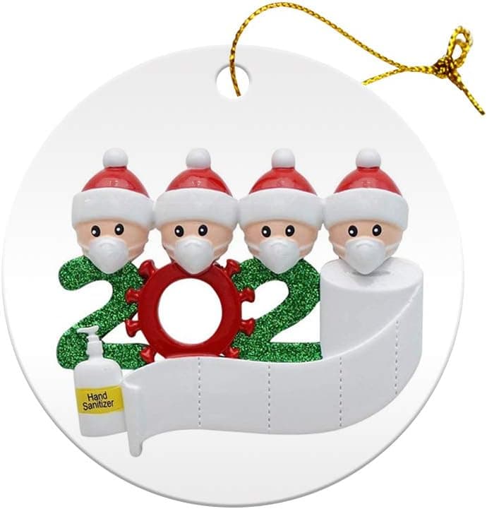 2020 WoodenChristmas Tree Ornament Decor, Christmas Decorations, Home Decor Doll Gifts, Personalized Survivor Family Symbol, Miss The Loved Ones (White-Family of 4)