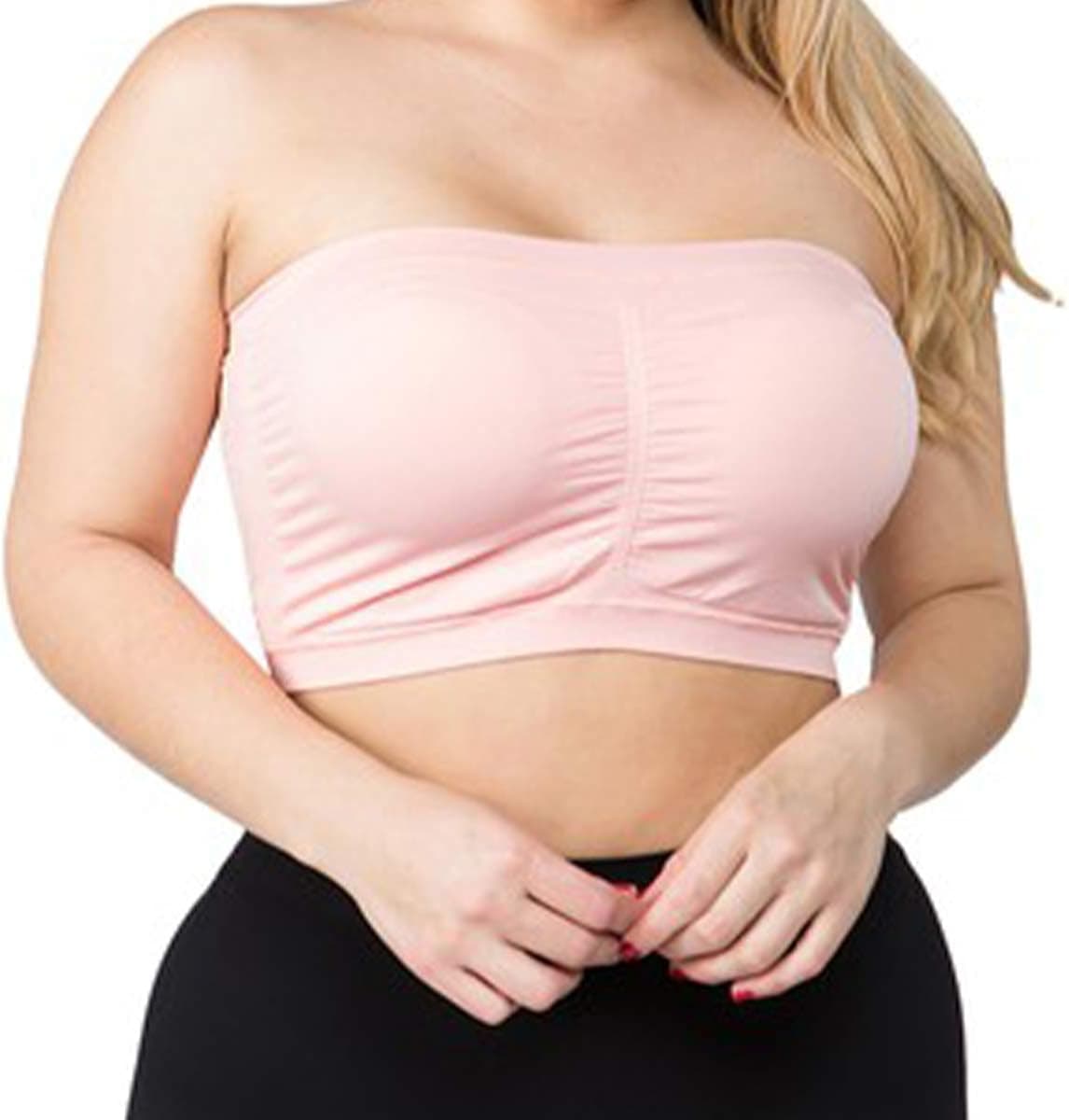 LAVRA Women's Plus Size Bandeau Bra, Strapless Basic Layer Tube Top with Removable Padding 2X 3X 4X