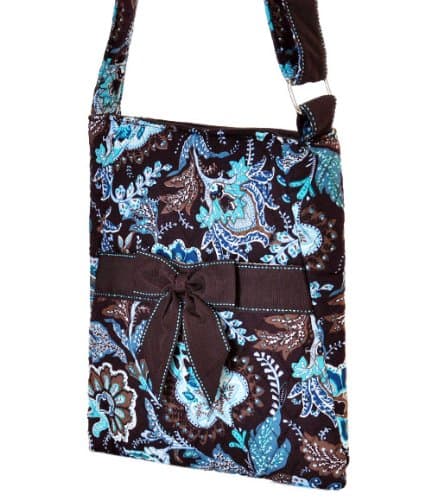 LarLar Oliff Floral Print Quilted Hipster Bag (Brown/Turquoise)