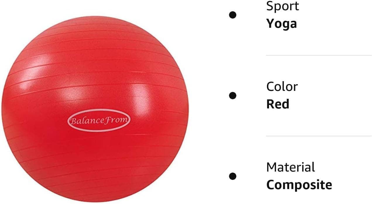 BalanceFrom Anti-Burst and Slip Resistant Exercise Ball Yoga Ball Fitness Ball Birthing Ball with Quick Pump, 2,000-Pound Capacity