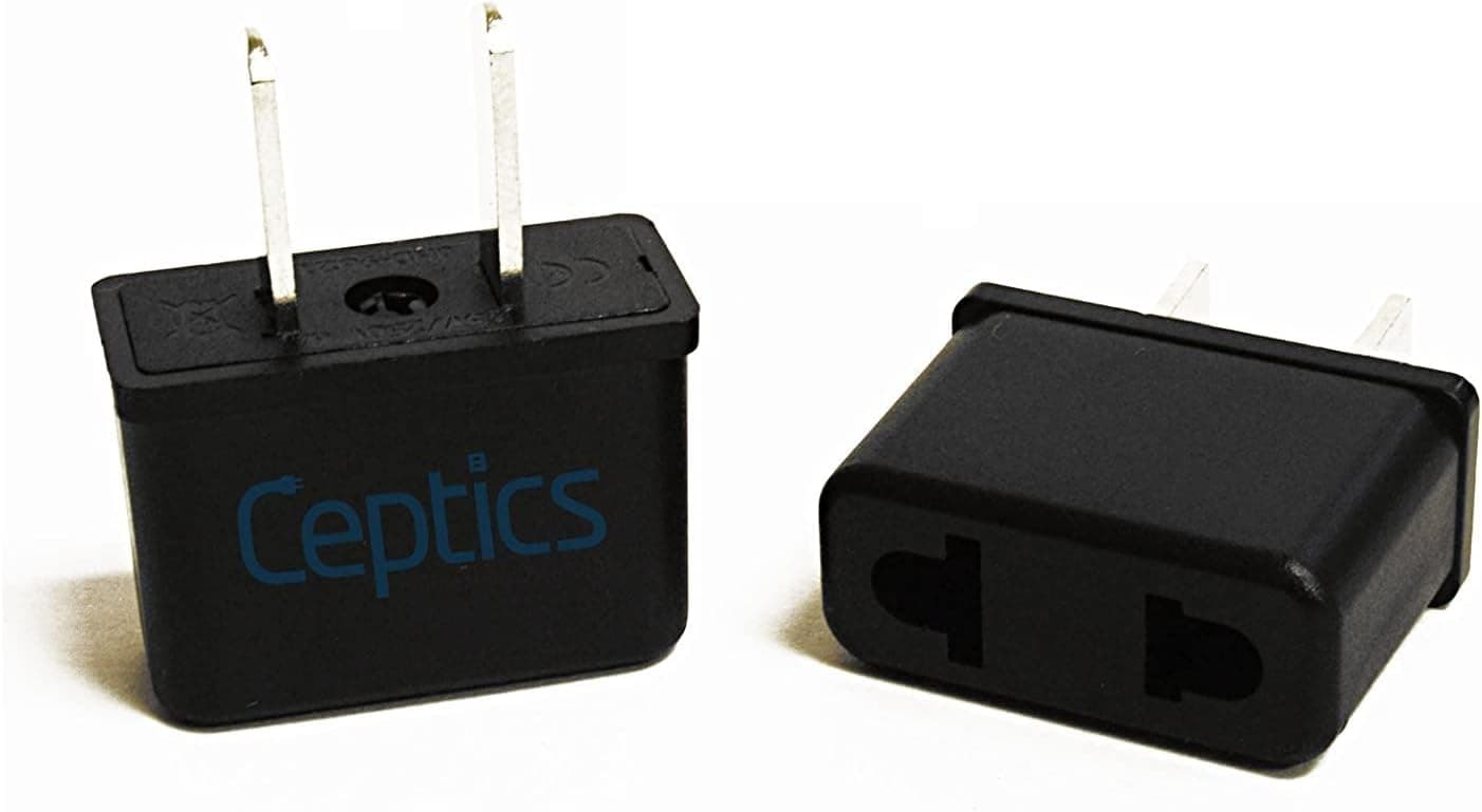 Ceptics Europe Asia to USA Plug Adapter - CE Certified - RoHS Compliant - 12 Pack