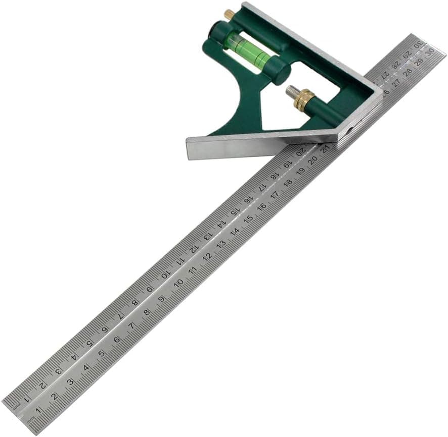 Uevin 300mm / 11.8Inch Combination Square Set with Bubble Level,Adjustable Metric Stainless Steel Multifunctional Combination Right Angle Ruler Measurement Tools.(MGC-300mm)