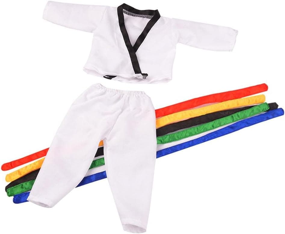 MagiDeal Dolls Taekwondo Dobok Suit Uniform with 5 Belts for 18'' American Girl Doll