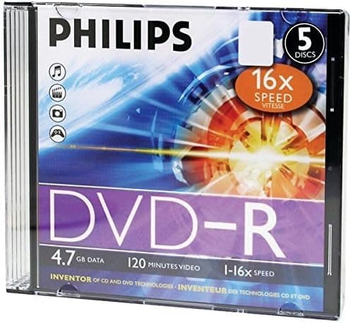 HOODM4S6S05F - Philips DM4S6S05F 17 4.7GB 16x DVD-Rs with Slim Jewel Cases, 5 pk