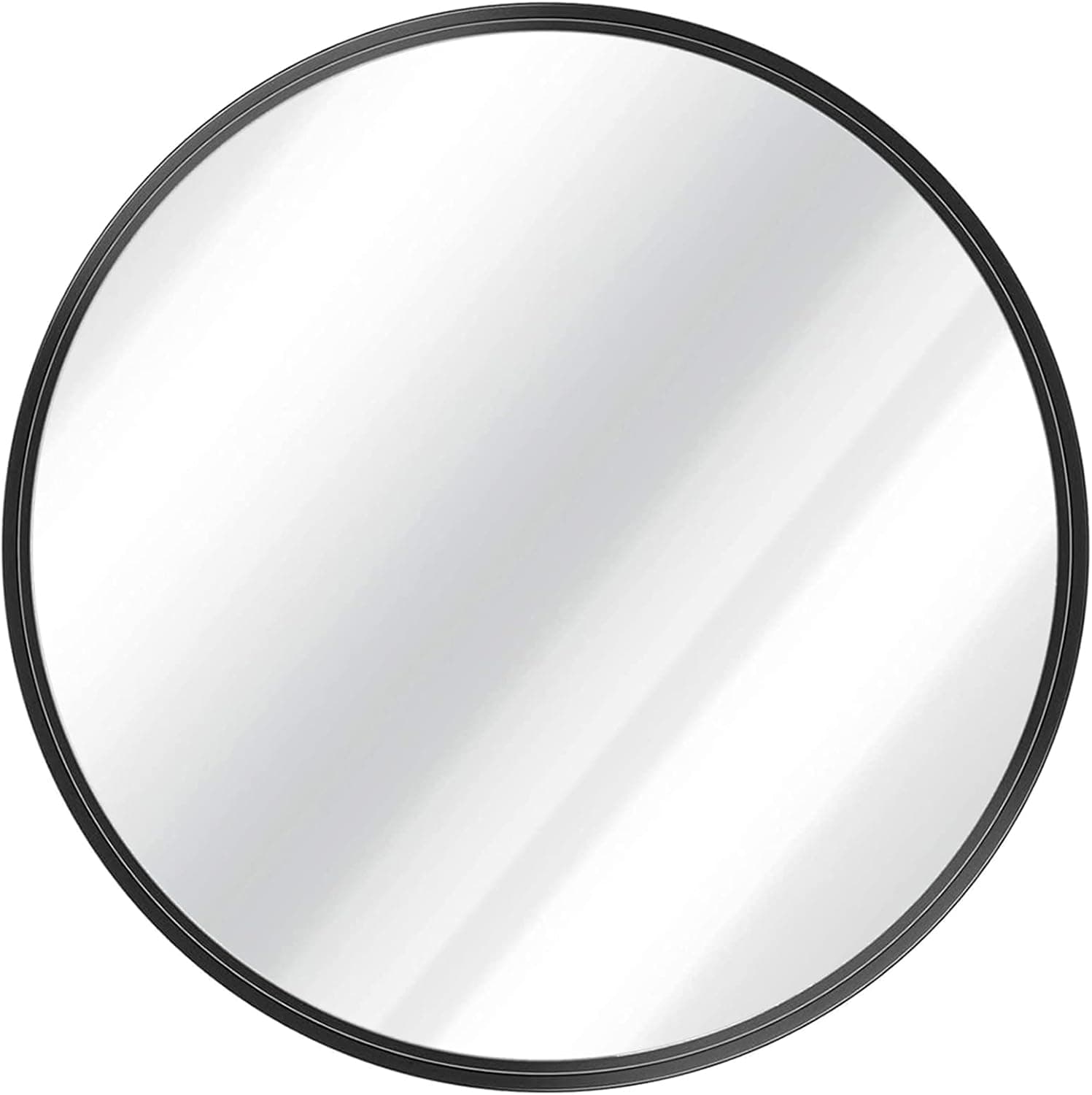 Grail-Life 32 Inch Black Round Mirror,Circle Bathroom Wall Mounted Mirror,Premium Aluminum Matte Frame,Z-Bar Hanger,Home Decor for Entryway,Washroom,Living Room