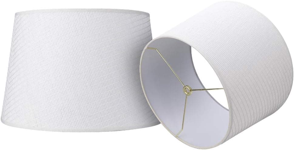 ALUCSET Double Medium Paper Lamp Shades Set of 2, Drum Lampshades for Table Lamp and Floor Light, 10x12x8 inch, Natural Crafted, Spider (paper white, 2 PCS Pack)