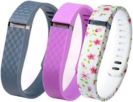 Poko 3 PCS Set Buttercup Flowers + 3D Slate + 3D Purple Style Replacement Band with Clasp for Fitbit Flex , Band only no tracker included