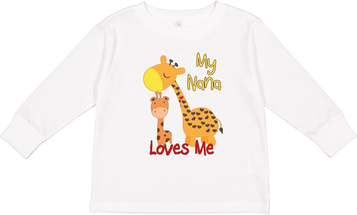 inktastic My Nana Loves Me Giraffe Toddler Long Sleeve T-Shirt
