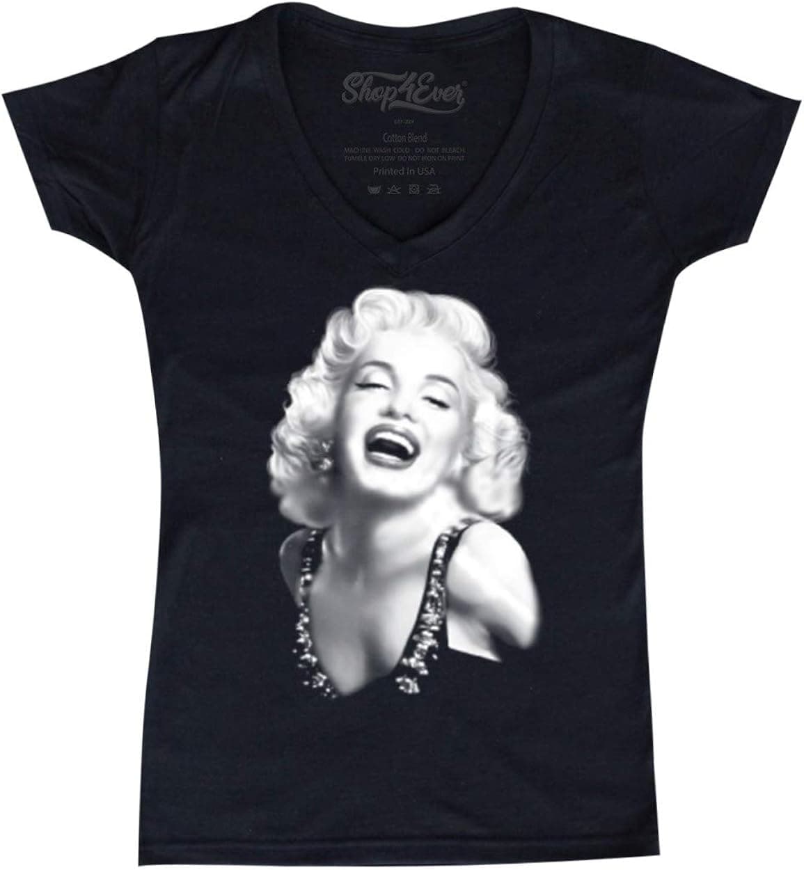 shop4ever Marilyn Blonde Starlet Women's V-Neck T-Shirt X-Large Black WS 12606