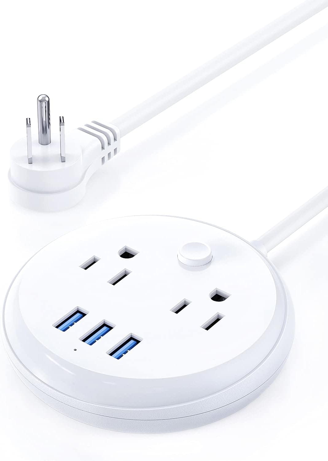 Cruise Essentials Power Strip with USB by KOOSLA, No Surge Protection - Small Nightstand Power Station, 2 Outlets 3 USB Flat Plug for Cruise Ship, Travel, Home, Dorm Room, Desk Accessories