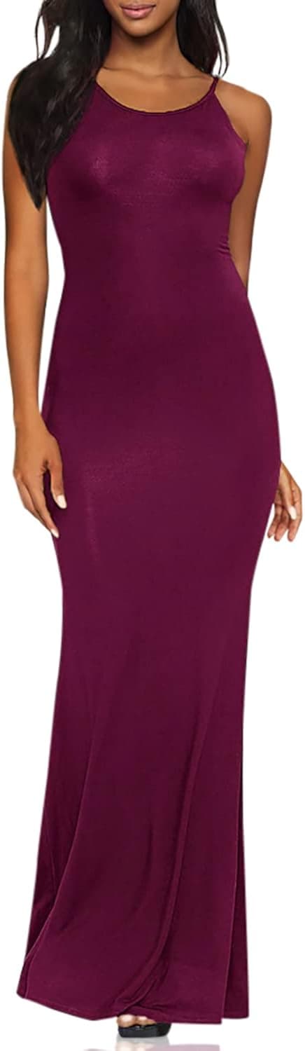 SheIn Women's Sexy Striped Bodycon Maxi Dress Strappy Backless Summer Evening Party Dresses