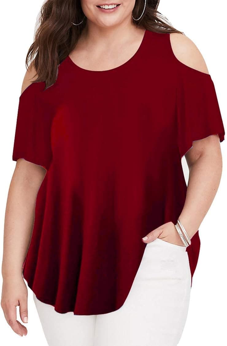 Women Summer Cold Shoulder T Shirts Plus Size Summer Tops Casual Juniors Teens