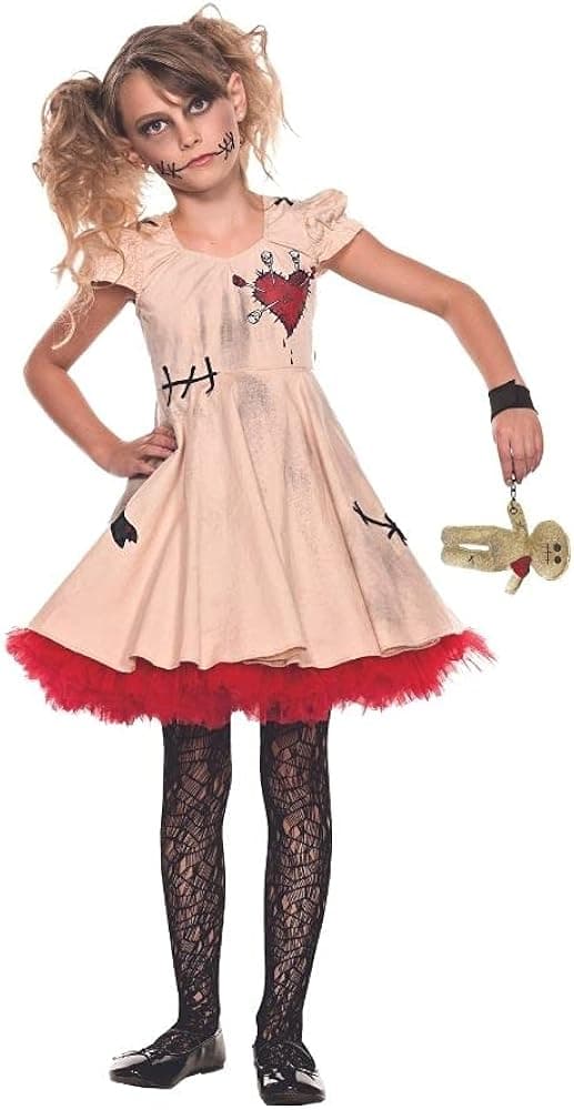Seeing Red Girls' Voodoo Doll Halloween Costume with 6" Tall Stuffed Voodoo Doll Accessory