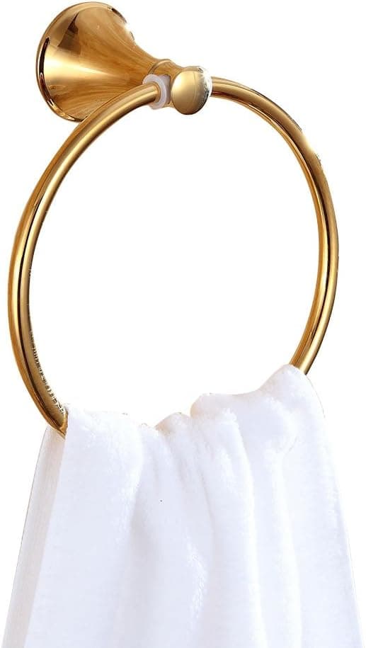 Sumin Home 32502 Contemporary Wall Mounted Bathroom Towel Ring, Gold