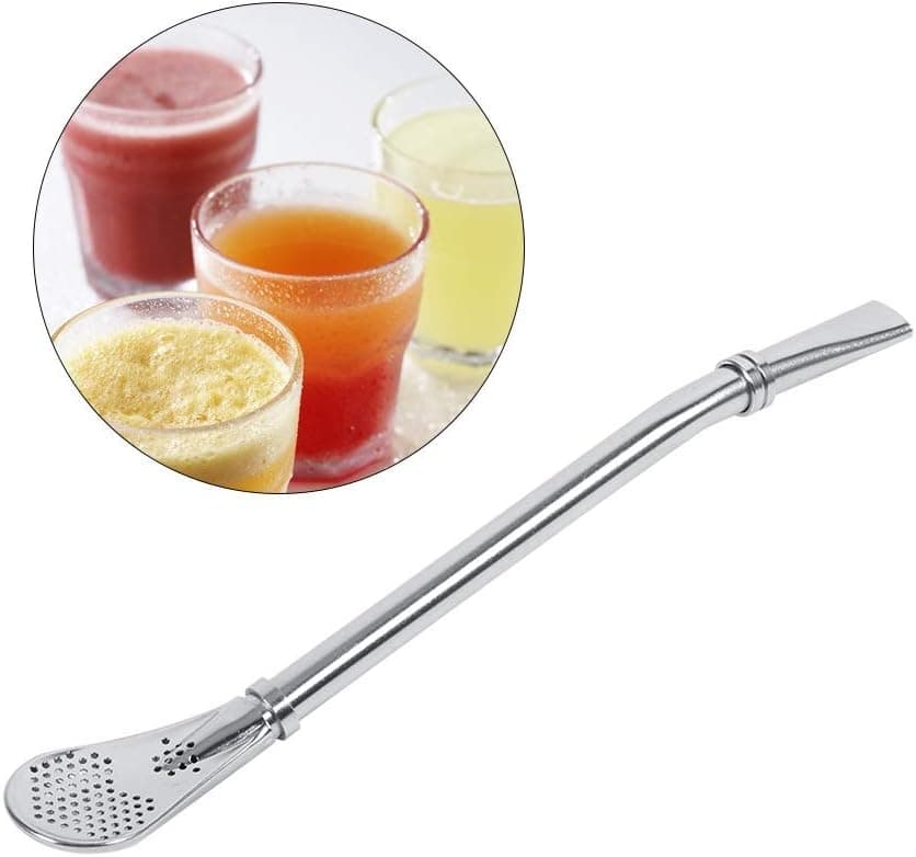 Yerba Mate Bombilla Gourd Drinking Filter Straws - Drinking Spoon Loose Leaf Tea Infuser Barware Strainer Stirring Straws for Mate Gourd Drinking,8.5'' Long (22 Cm)