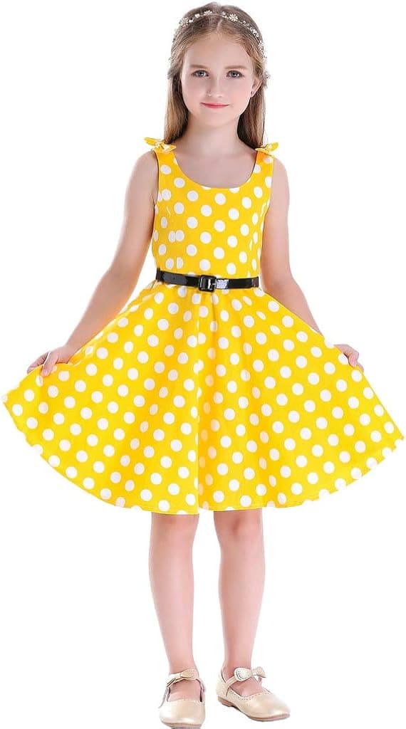 Bow Dream Girls Dresses Retro 1950s Vintage Swing Party Dresses