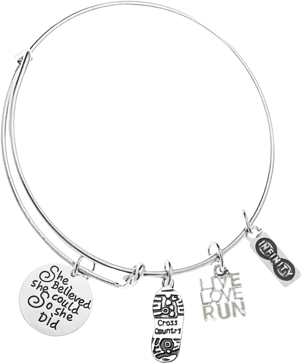 Infinity Collection Cross Country Running Gift- Runner Bracelet, Running Jewelry, Adjustable Running Charm Bracelet- Perfect Cross Country Gifts