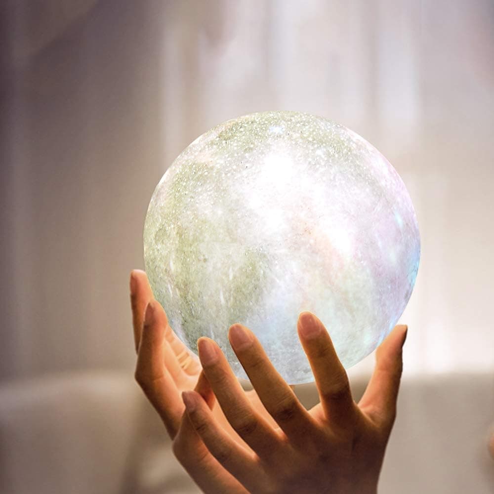 Planet Light Birthday Gift Starry Light LED Night Light 3D Moon Lamp, Creative Gift Suitable for Girlfriends and Children, 16-Color Changing Moon Light Comes with Remote Control Diameter 15CM)