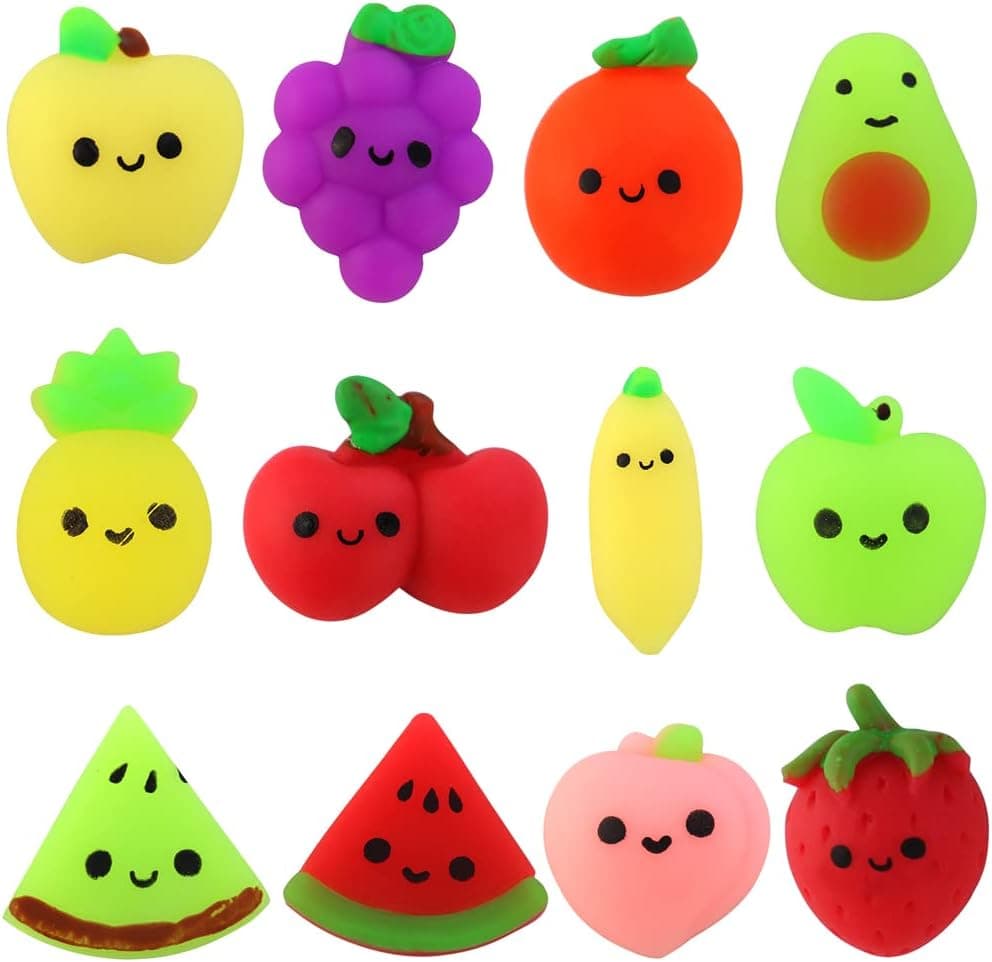 NODG 12 Pieces Kawaii Mini Squishies Mochi Squishy Toys Party Favors Squishy Stress Relief Toys Squishy Fidget Toys Birthday Favors Novelty Gifts Goodie Bag for Kids Adults Random