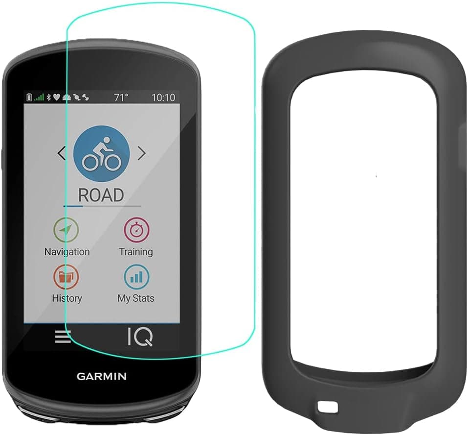 Compatible for Garmin Edge 1040 Case, Lamshaw [2+1 Pack] Tempered Glass Film + Silicone Case Cover Compatible for Garmin Edge 1040 (Black case+2 x Tempered Glass Film)
