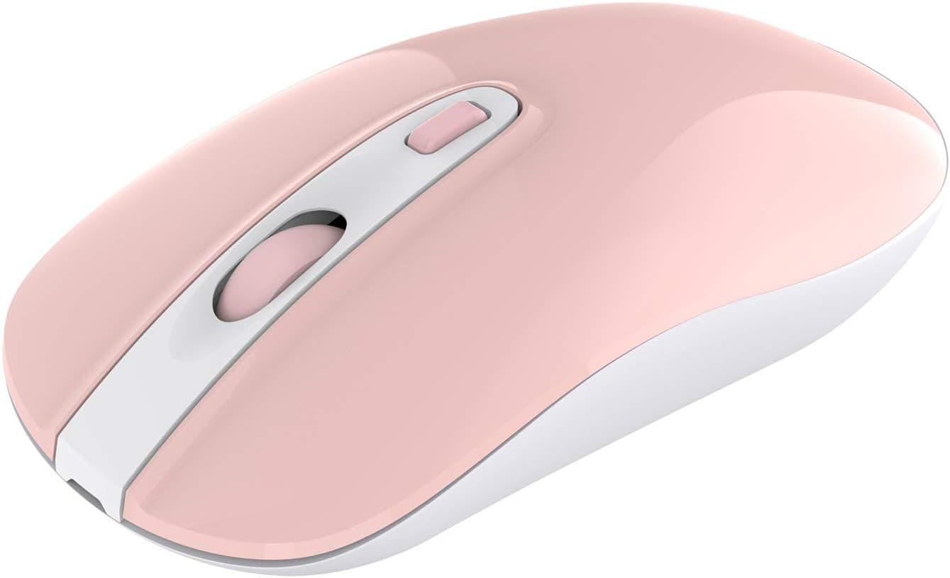 cimetech Rechargeable Cordless Mouse, 2.4G Computer Mouse Wireless Optical Mice for Laptop, Slim Quiet Wireless Mouse with USB Nano Receiver (Rose Quartz)